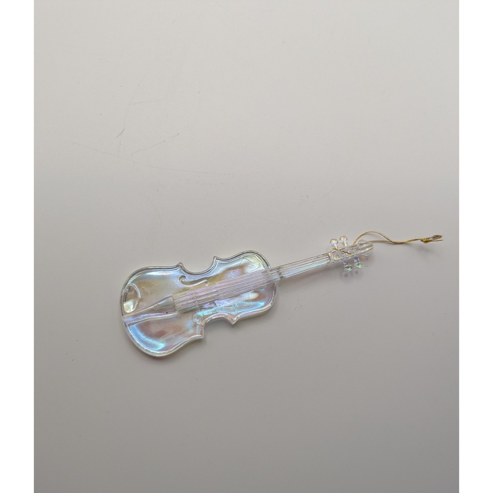 Vintage Iridescent Acrylic Violin Ornament Christmas Tree Decor 4.5"